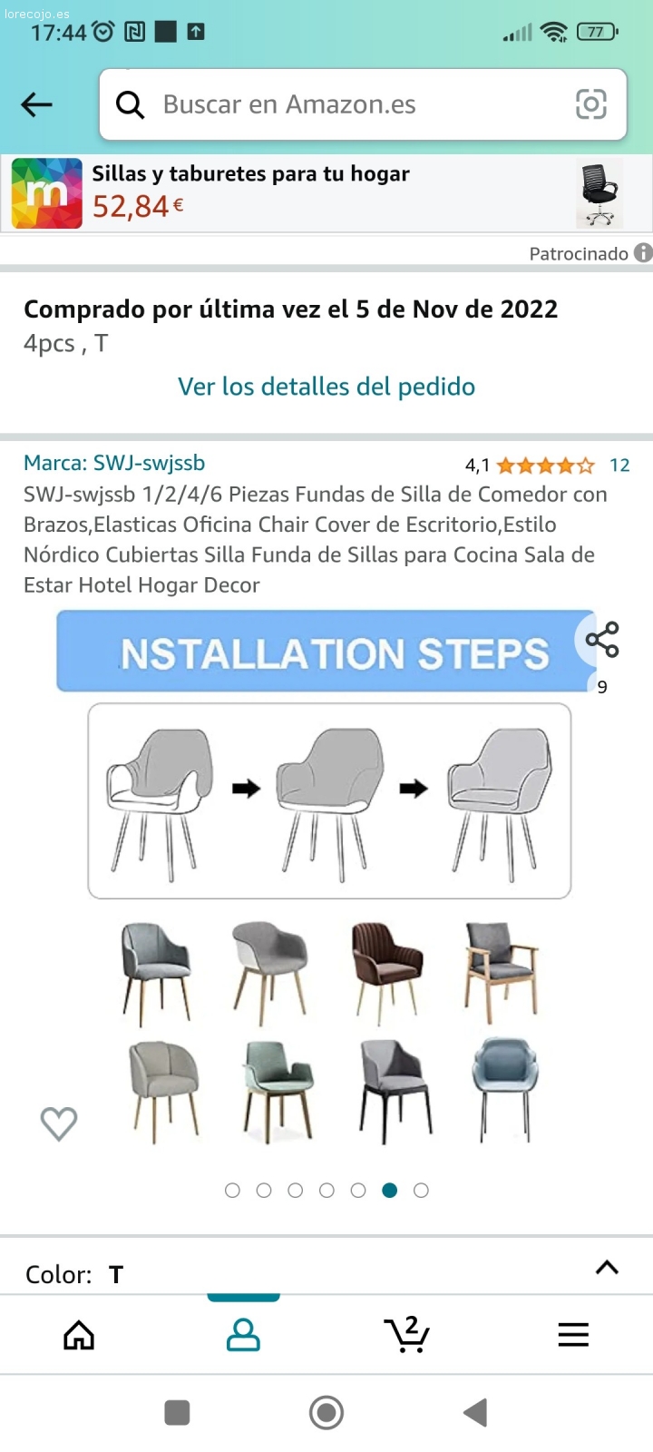 funda de sillas. 4 funda de sillas. lo compre en Amazon pero son pequeñas para mis sillas