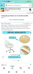 funda de sillas. 4 funda de sillas. lo compre en Amazon pero son pequeñas para mis sillas