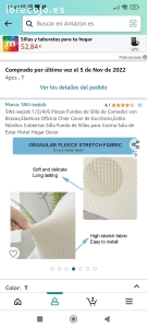 funda de sillas. 4 funda de sillas. lo compre en Amazon pero son pequeñas para mis sillas