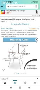 funda de sillas. 4 funda de sillas. lo compre en Amazon pero son pequeñas para mis sillas